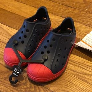 Navy and Red Crocs